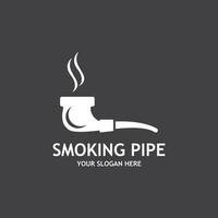 Smoking pipe black and white contour drawing logo vector
