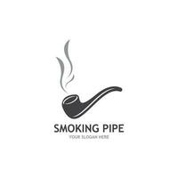 Smoking pipe black and white contour drawing logo vector