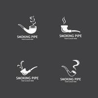 Smoking pipe black and white contour drawing logo vector