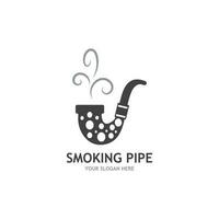 Smoking pipe black and white contour drawing logo vector