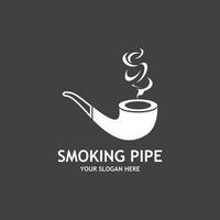 Smoking pipe black and white contour drawing logo vector