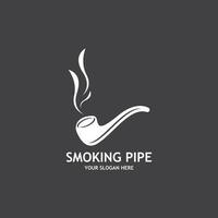 Smoking pipe black and white contour drawing logo vector