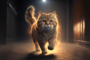 cat running at speedlight llustration generative ai photo