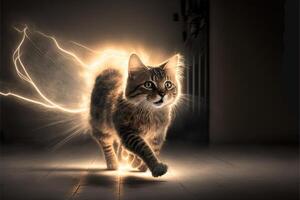 gato corriendo a Velocidad de la luz Ilustracion generativo ai foto