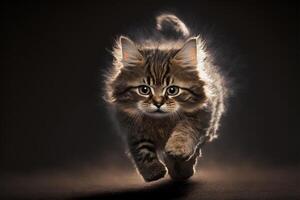 gato corriendo a Velocidad de la luz Ilustracion generativo ai foto