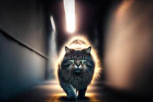 gato corriendo a Velocidad de la luz Ilustracion generativo ai foto