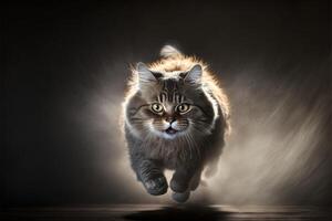 cat running at speedlight llustration photo