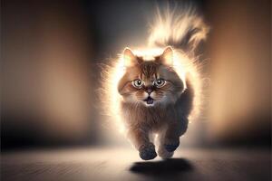 gato corriendo a Velocidad de la luz Ilustracion generativo ai foto