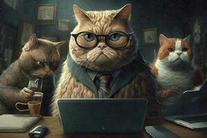 cat genius of social network illustration photo