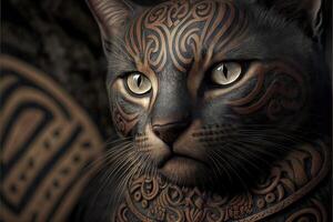 maorí Australia aborigen gato retrato ilustración generativo ai foto