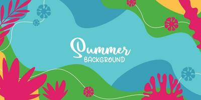 summer background of amazing shapes, wave patterns, leaves, flowers, herbs with free space for text. Template for banner, poster, social media, web. vector