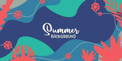 summer background of amazing shapes, wave patterns, leaves, flowers, herbs with free space for text. Template for banner, poster, social media, web. vector