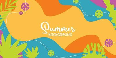 summer background of amazing shapes, wave patterns, leaves, flowers, herbs with free space for text. Template for banner, poster, social media, web. vector