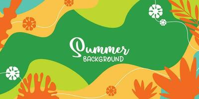 summer background of amazing shapes, wave patterns, leaves, flowers, herbs with free space for text. Template for banner, poster, social media, web. vector