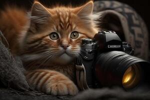 photographer cat working job profession illustration photo