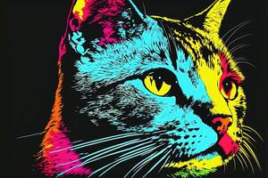 cute cat kitten in colorful pop art illustration photo