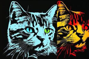 cute cat kitten in colorful pop art illustration generative ai photo