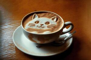 Cat shape milk coffee cappuccino love for pets illustration photo