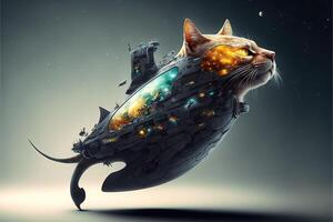 gato forma astronave ilustración generativo ai foto