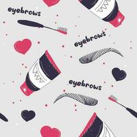 Cosmetic products for eyebrows, brushes vector