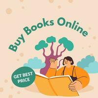 Buy books online, get best price, promo banner vector