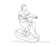 illustration of one continuous man on a water scooter vector