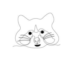 abstract Raccoon Face Continuous One Line Drawing vector