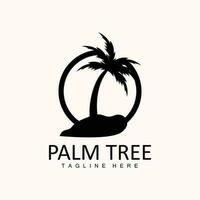 Coco árbol logo, palma árbol puesta de sol playa vector, elegante minimalista sencillo diseño, símbolo modelo icono vector