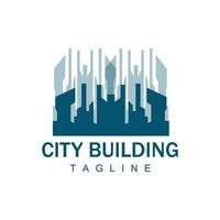 Skyline Logo, Simple Modern Design of Skyscrapers, Vector Cityscape Buildings, Icon Silhouette Illustration