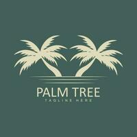 Coconut Tree Logo, Palm Tree Sunset Beach Vector, Elegant Minimalist Simple Design, Symbol Template Icon vector