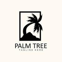 Coconut Tree Logo, Palm Tree Sunset Beach Vector, Elegant Minimalist Simple Design, Symbol Template Icon vector