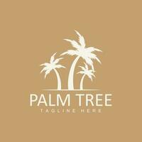 Coconut Tree Logo, Palm Tree Sunset Beach Vector, Elegant Minimalist Simple Design, Symbol Template Icon vector