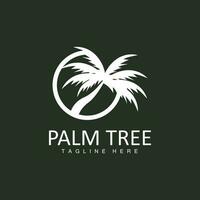 Coconut Tree Logo, Palm Tree Sunset Beach Vector, Elegant Minimalist Simple Design, Symbol Template Icon vector