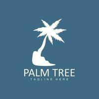 Coconut Tree Logo, Palm Tree Sunset Beach Vector, Elegant Minimalist Simple Design, Symbol Template Icon vector