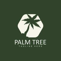 Coconut Tree Logo, Palm Tree Sunset Beach Vector, Elegant Minimalist Simple Design, Symbol Template Icon vector