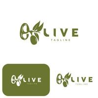 Olive Logo, Olive Oil Plant Vector, Natural Herbal Health Medicine Design, Illustration Template Icon vector