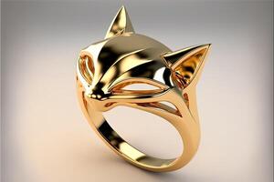 cat Shape golden ring isolated illustration photo