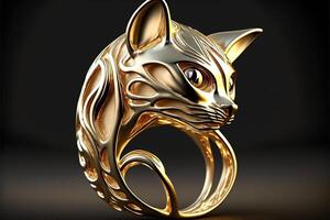 cat Shape golden ring isolated illustration photo