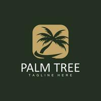 Coconut Tree Logo, Palm Tree Sunset Beach Vector, Elegant Minimalist Simple Design, Symbol Template Icon vector