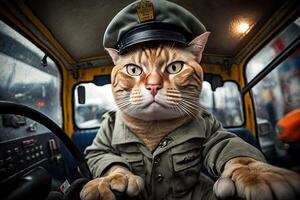 texy driver yellow cab cat working job profession illustration photo