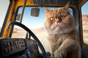 truck road driver cat working job profession illustration photo