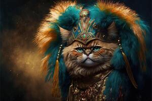 Cat in carnival costume illustration photo