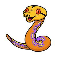 Cute purple albino tiger reticulated python cartoon vector