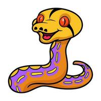 Cute purple albino tiger reticulated python cartoon vector