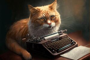 Cat as a writer illustration photo