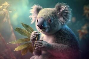 coala animal de fumar marihuana hierba ilustración generativo ai foto
