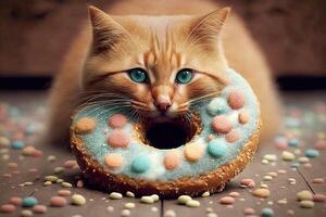 Cat donut shape illustration photo