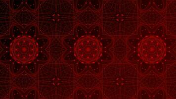 Red abstract kaleidoscope flora pattern background video