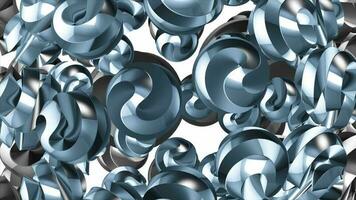 blå Färg roterande 3d skinande metall bollar bakgrund video