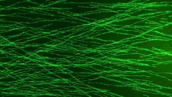 3D abstract digital technology animated green light particles on green gradient background. video